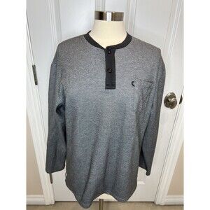 Musk Ox Men's Heather Gray And Black Casual Henley Shirt Top Size XL